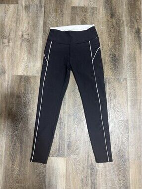 Wilo Black Athletic Leggings Contrast White Piping Yoga Pants M